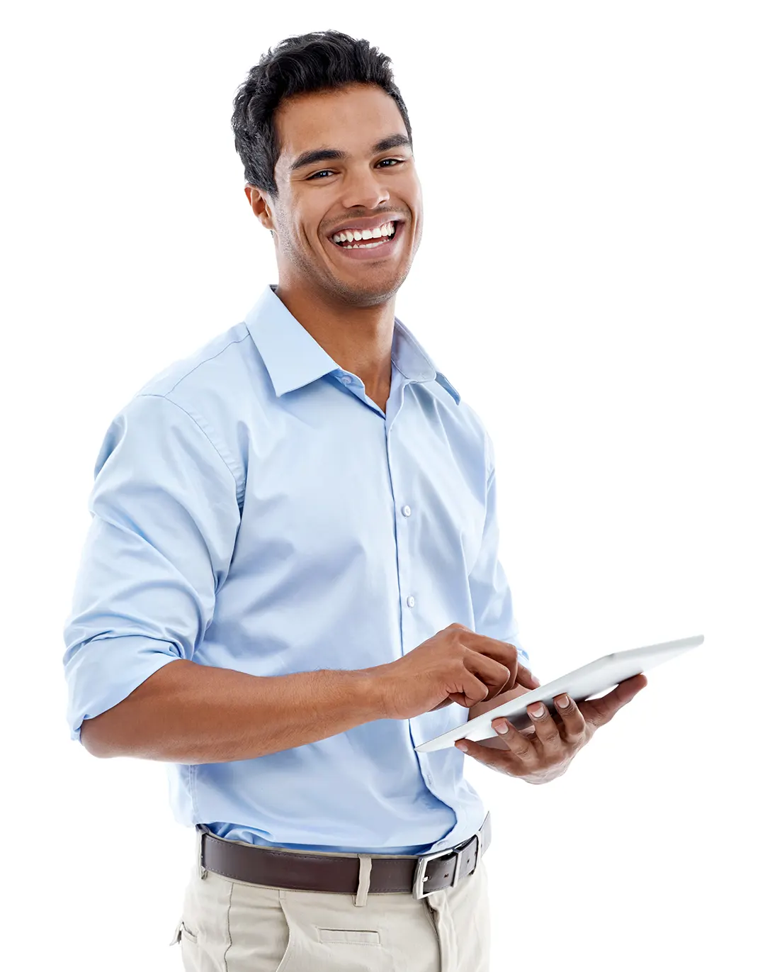 Business professional checking phone