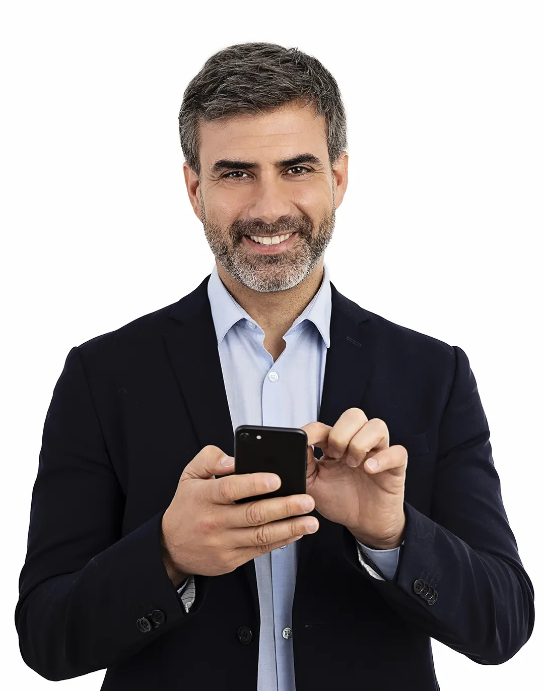 Business consultant checking mobile phone